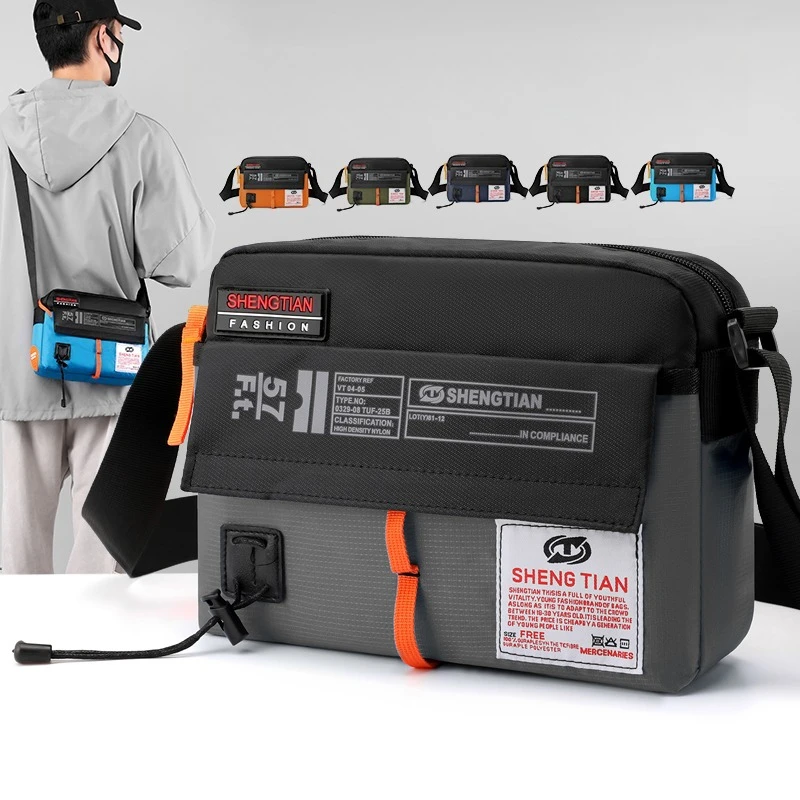 Men Crossbody Bag Nylon Waterproof Shoulder Messenger Bag For Daily Commute Travel Outdoor Sports Large Capacity Multi Pocket