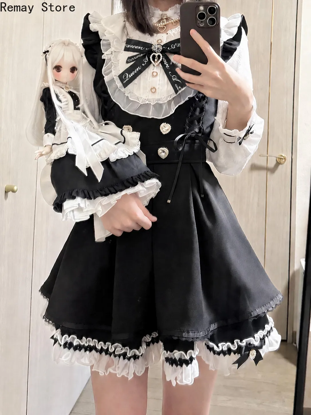 Sweet Japanese Gothic Lolita Women Dress Y2k Chic Design Bow Korean Fashion Patchwork Cake Dress Harajuku Party Vintage Outfits