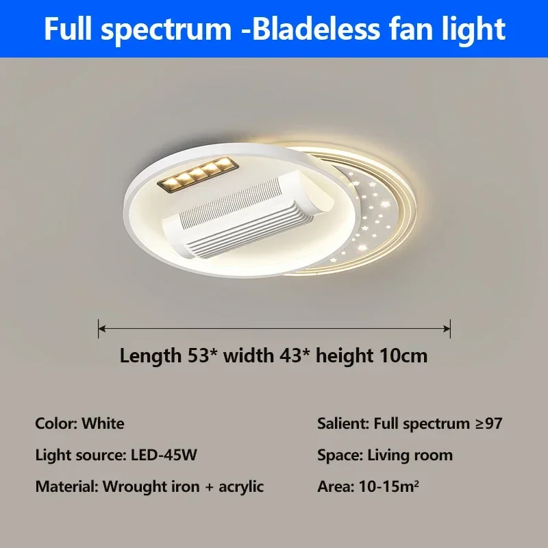 Plafondventilatoren Stille, onzichtbare bladloze elektrische ventilator Led-lamp Afstandsbediening ventilatorverlichting voor woonkamer slaapkamer kroonluchters