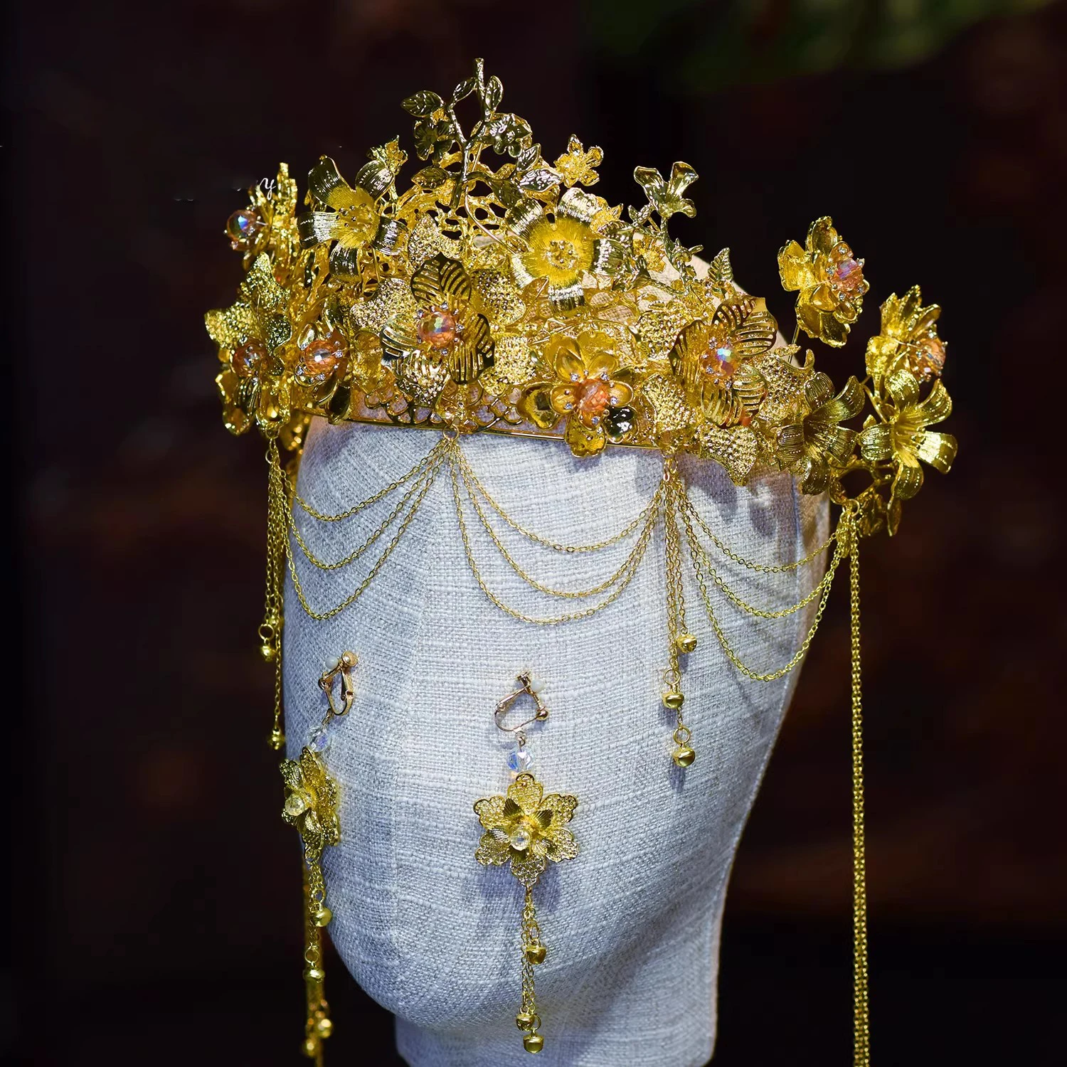 

Ретро-корона Ханьфу с кристаллами и фениксом, старинные китайские украшения для волос для невесты, традиционные свадебные аксессуары