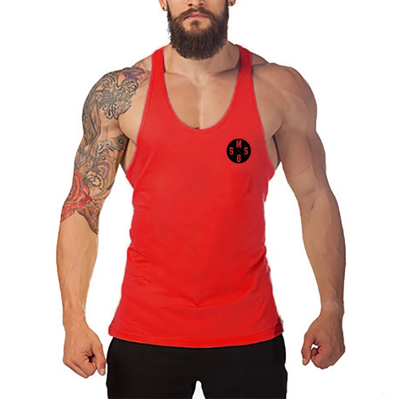 

Gym Bodybuilding Tank Tops Men Casual Sleeveless Muscle Vest Summer Fashion Suspenders Solid Print Cotton Breathable Cool Shirt