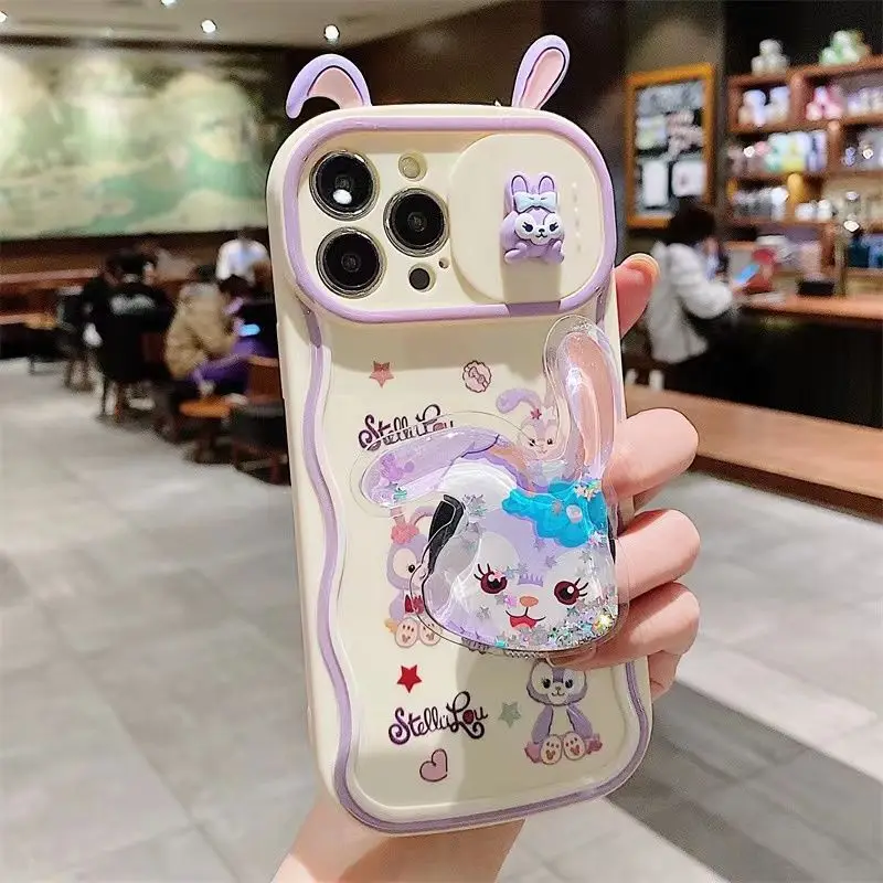 Disney StellaLou LinaBell Phone Case For iPhone13 12 11 iPhone 14 Pro Max Cartoon Cute All Inclusive Protective Cover With Stand