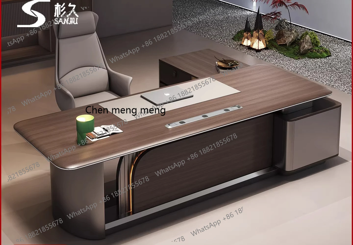 

High-end light luxury new Chinese platform Chairperson President Manager Office furniture table and chair combination