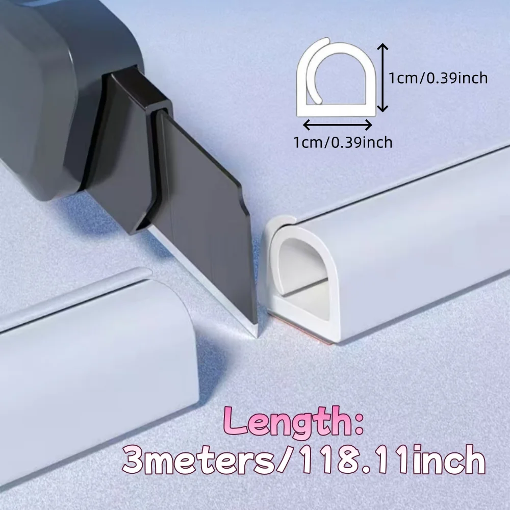 1 roll 3meter/118.11inch self-adhesive electrical conduit cable protector,PVC cable channel,concealed cable tray
