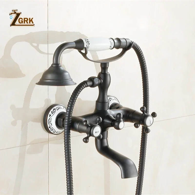 Shower Mixer Bathroom Brass Shower Faucet Set Fixed Rotatable Type Bathtub Faucet Dual Holder Dual Control Metered Faucets