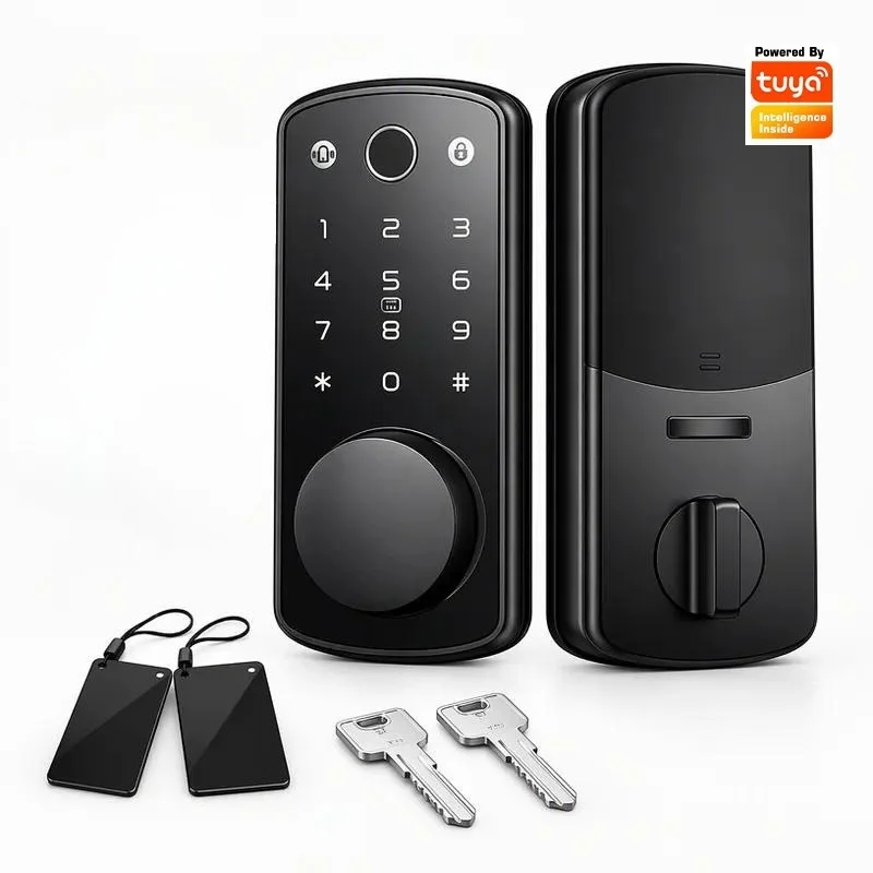 Tuya Smart Fingerprint Door Lock Indoor Wooden Office Electronic Password Keyless Entry Biometric Security Deadbolt