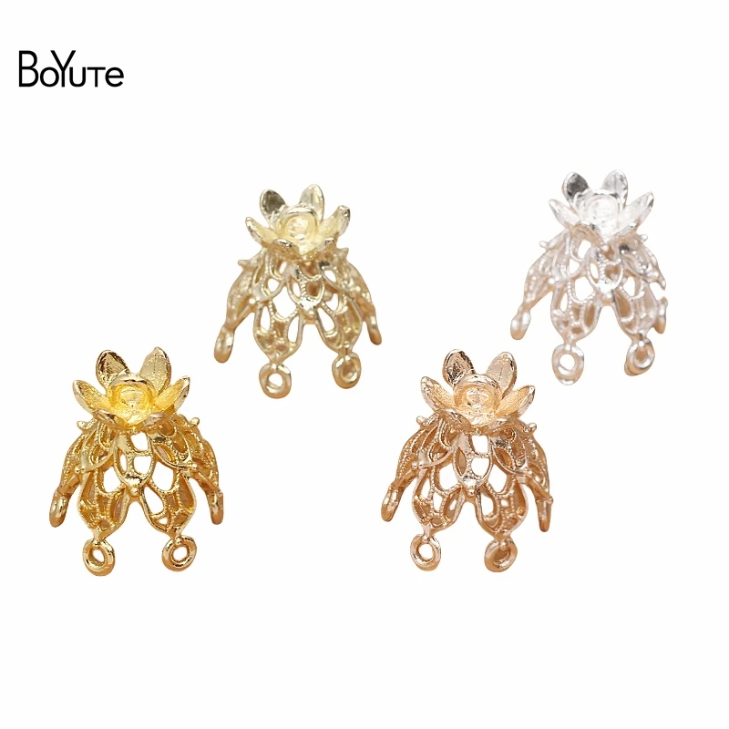 

BoYuTe (50 Pieces/Lot) Alloy Hollow Pendant Flower Cap Connector DIY Jewelry Accessories Handmade Materials