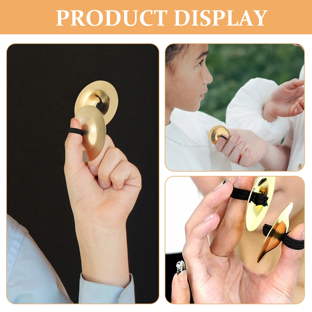 

10 Pcs Spinning Finger Cymbals Instrument Props Party Golden Copper Percussion Instruments