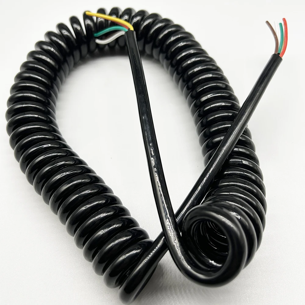 5 wires Spring Automobile Tailboard Wire  5-core 0.5 / 0.75m2 Elastic Spiral Wire Wear-resistant Extensible Cable