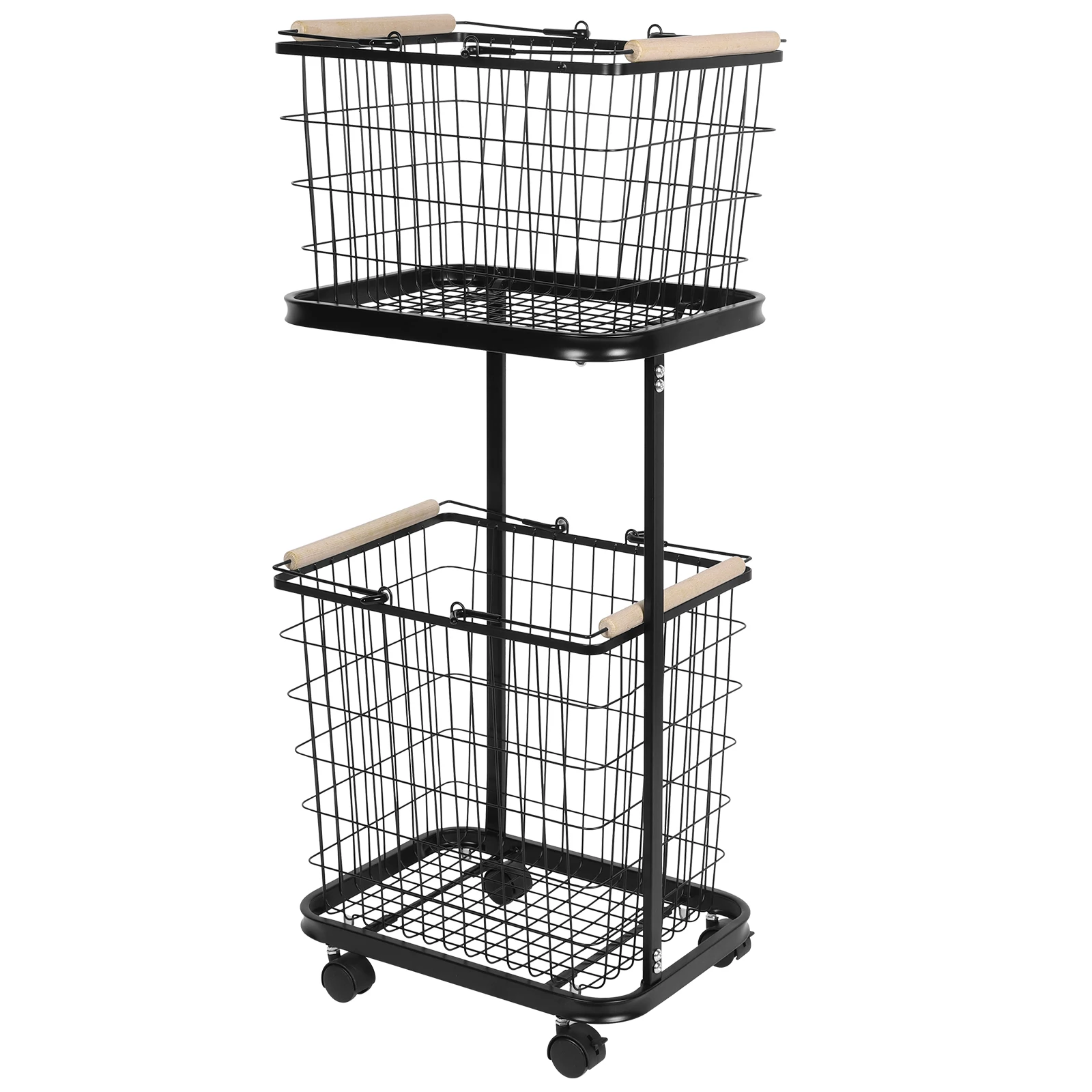 

2 Tier Metal Storage Cart with Wheels Wire Laundry Hamper Cart Laundry Hamper Trolley for Laundry Clothes Storage