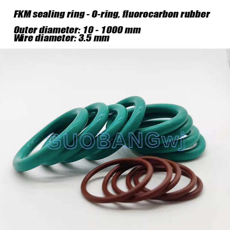 FKM O Ring CS3.5mm OD10mm-1000mm Green Fluorine Rubber O Ring Sealing Gasket Insulation Oil High Temperature Resistance Fluorine