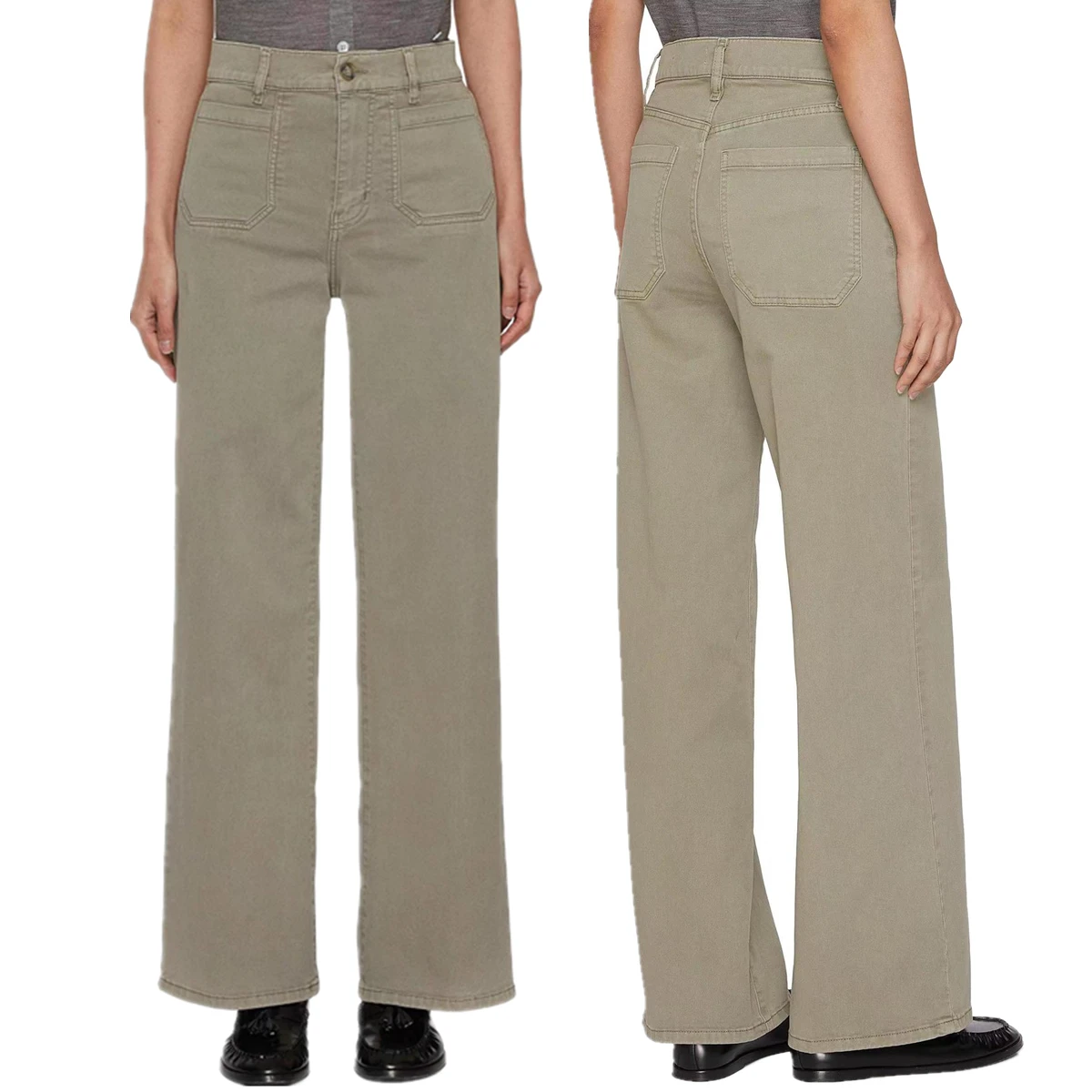 

Maxdutti French Fashion Women's High Waist Soft Material Front Pocket Center Line Wide Leg Flared Denim Pants Women Mom Jeans