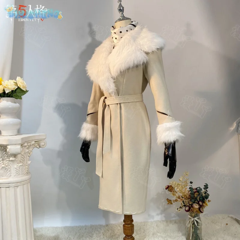 Identity Ⅴ Evelyn Mora cosplay New role Ms. Farrow Costume Elegant winter warm coat scarf necklace gloves belt party women set