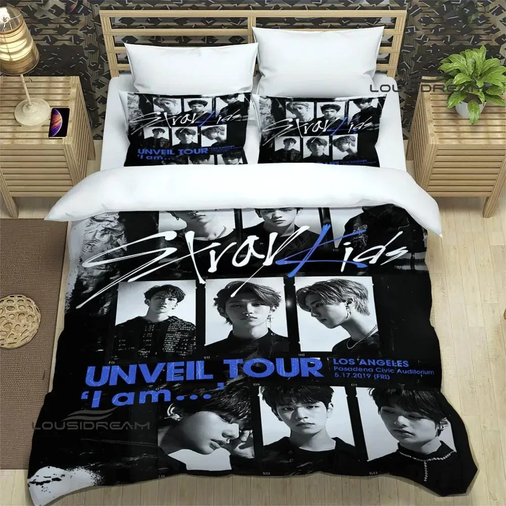 KPOP S-Stray-K-Kids print Bedding Sets exquisite bed supplies set duvet cover bed comforter set bedding set luxury birthday gift