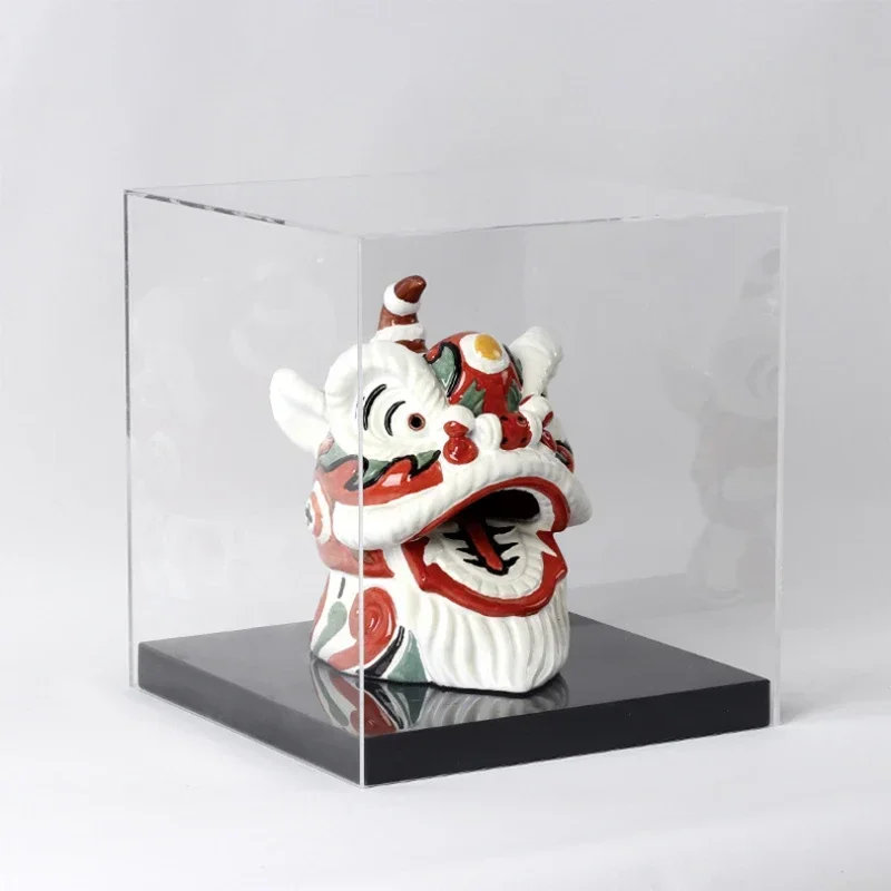 

Chinese Vintage Lion Dance Abstract Animal Sculpture Transparent Acrylic Cover Decorative Figurines Home Decor