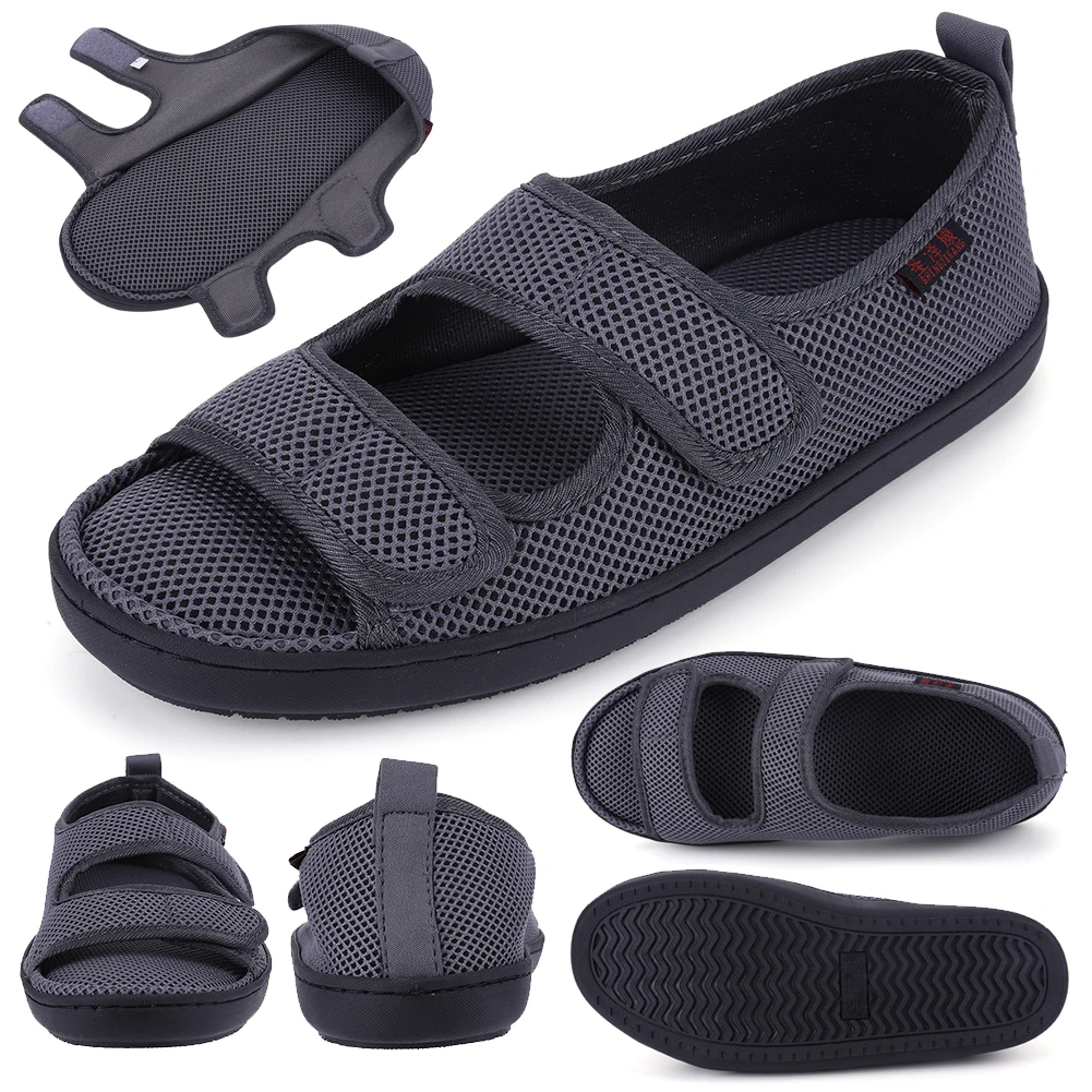 Diabetic Sandals Breathable Wide Feet Swollen Shoes Anti-Slip Soft Elderly Sandals for Elderly Swelling Sensitive Feet