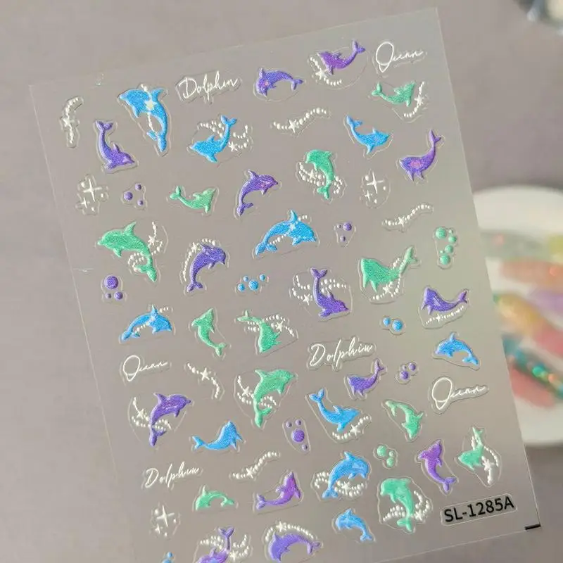 Bunte Blasen, Fischschwarm, Delfin, Wal, Nagelkunst-Aufkleber, Seestern, Muschel, Koralle, Qualle, Seepferdchen, Ozean, Maniküre-Aufkleber – Detail 14