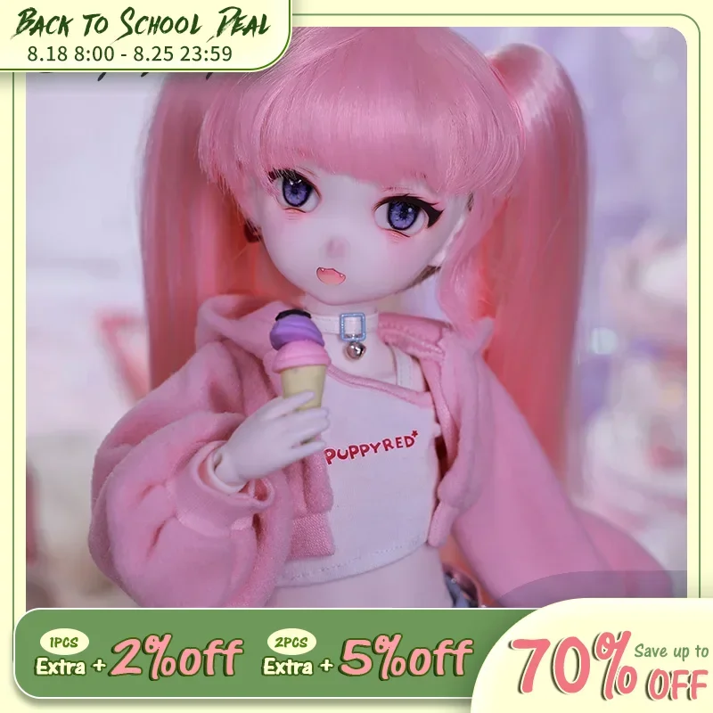 Fae BJD Doll 1/4 Romantic Anime Collection Pink Bunch Spicy Cheerleading Ball Jointed Figure New Year Gift for Girl Shugafairy