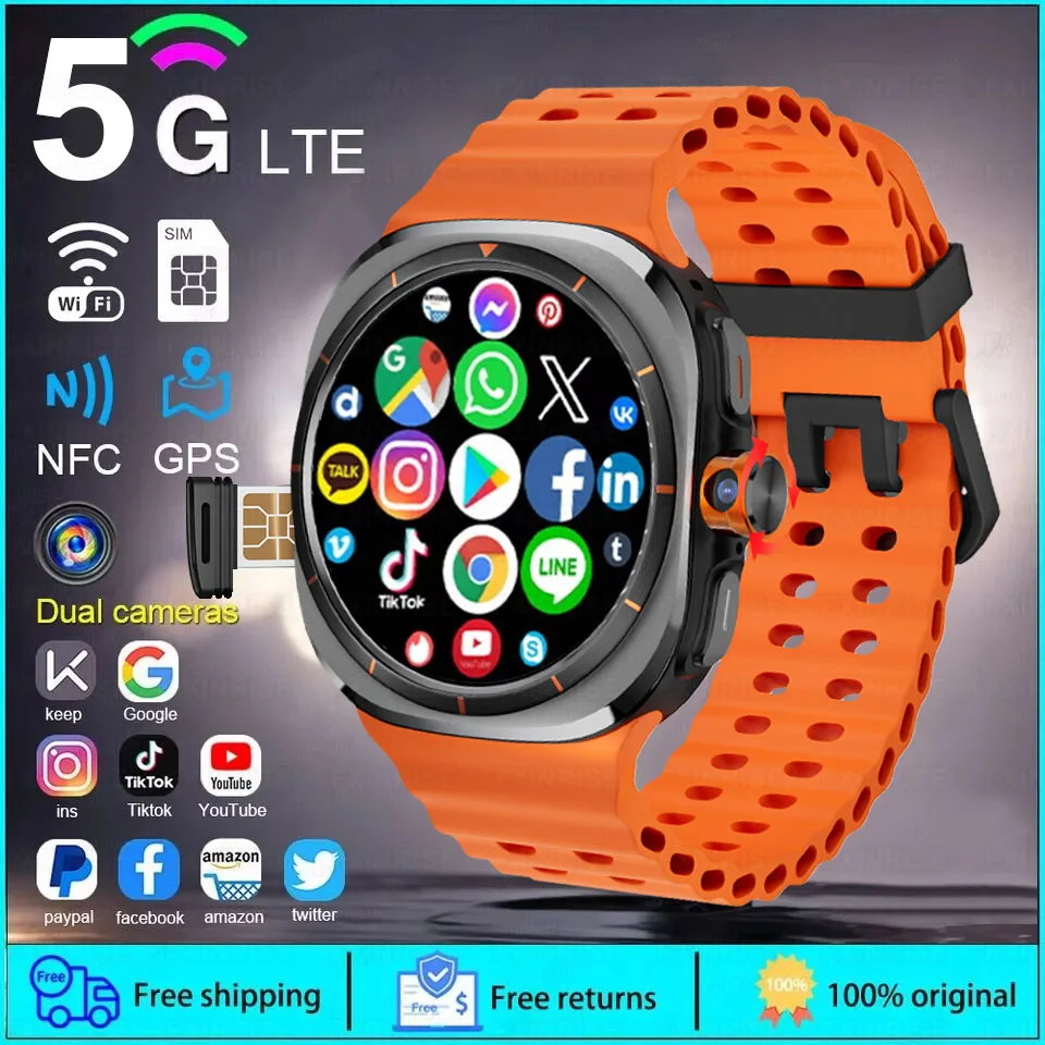 

New 4G 5G Network SIM Card Smart Watch 180° Camera GPS Wifi NFC Google Map IP67 Android Men Women Smartwatch Christmas Gifts New