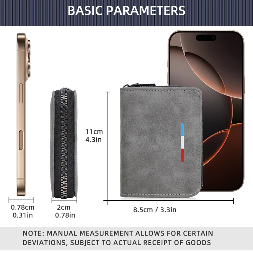 New Men's Wallets Simple Retro Multi Card Holder Top Quality Male Coin Purses Zipper Organ Card Clips Classic Card Bags For Men