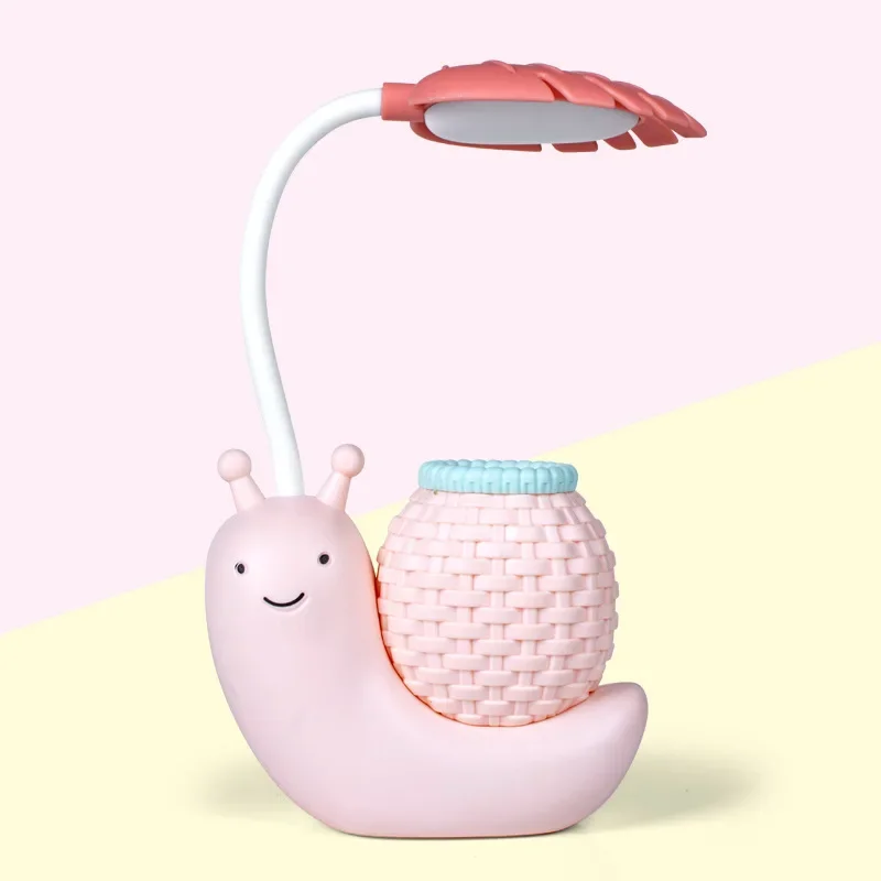 Mini Cartoon Creative Snail Eye Protection Night Light Student Dormitory Multi Functional Reading Desk Lamp Desktop Decoration