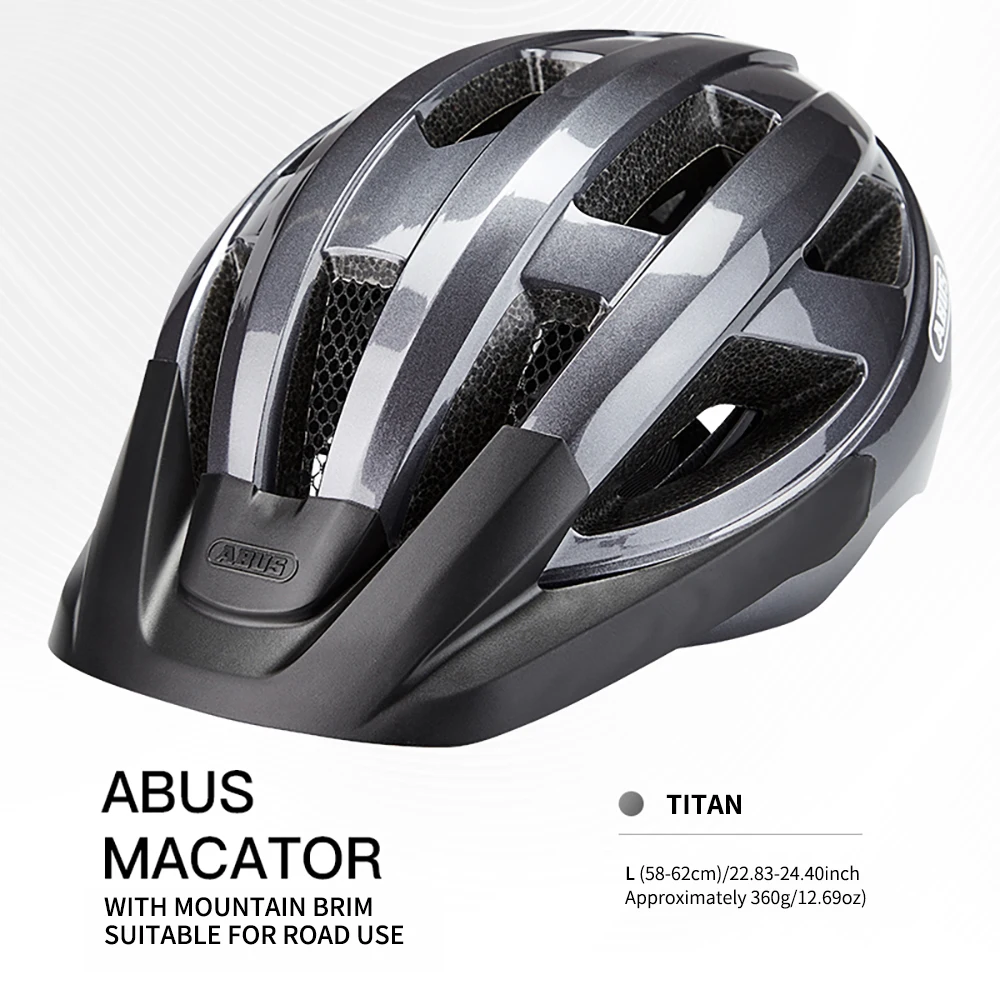 ABUS Macator fietshelm voor weg- en mountainbiken, lichtgewicht fietshelm voor heren en dames