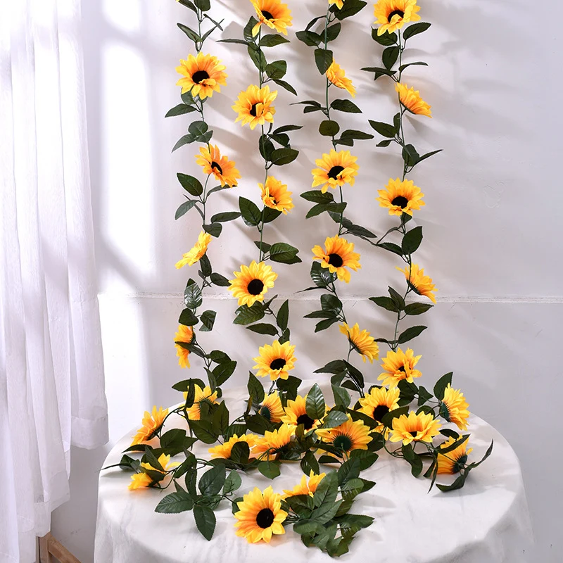 Sunflower Artificial Flowers Vine Fake Sunflower Flower Rattan for Wedding Christmas Decoration Decoration