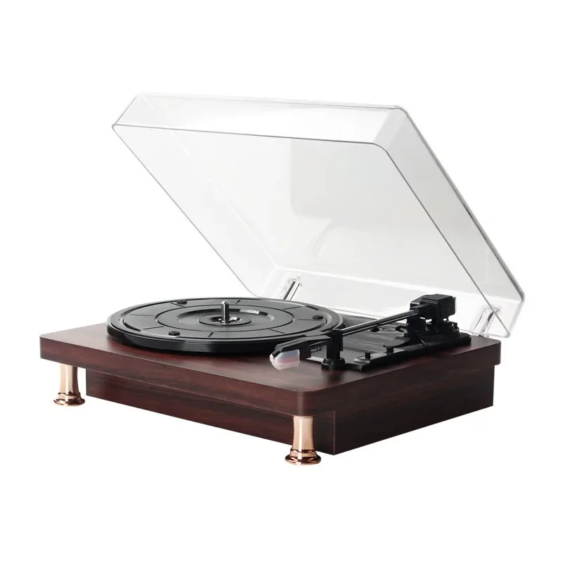 

Vinyl record player no bluetooth no power amplifier wooden simple with dust cover record player