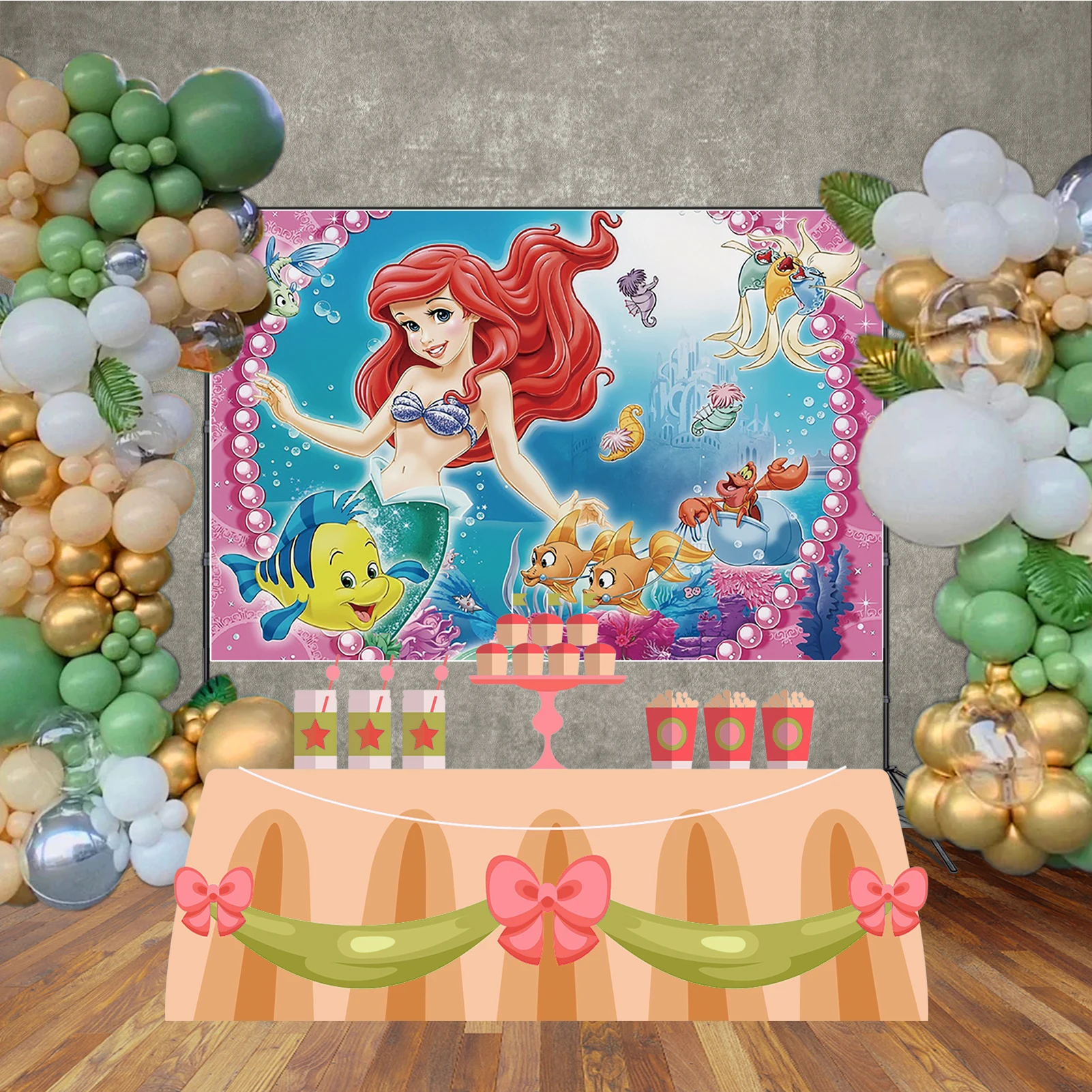 Mermaid Princess Ariel Backdrop Photography Pink Fish Portrait Background Child Photo Studio Party Decor Accessories