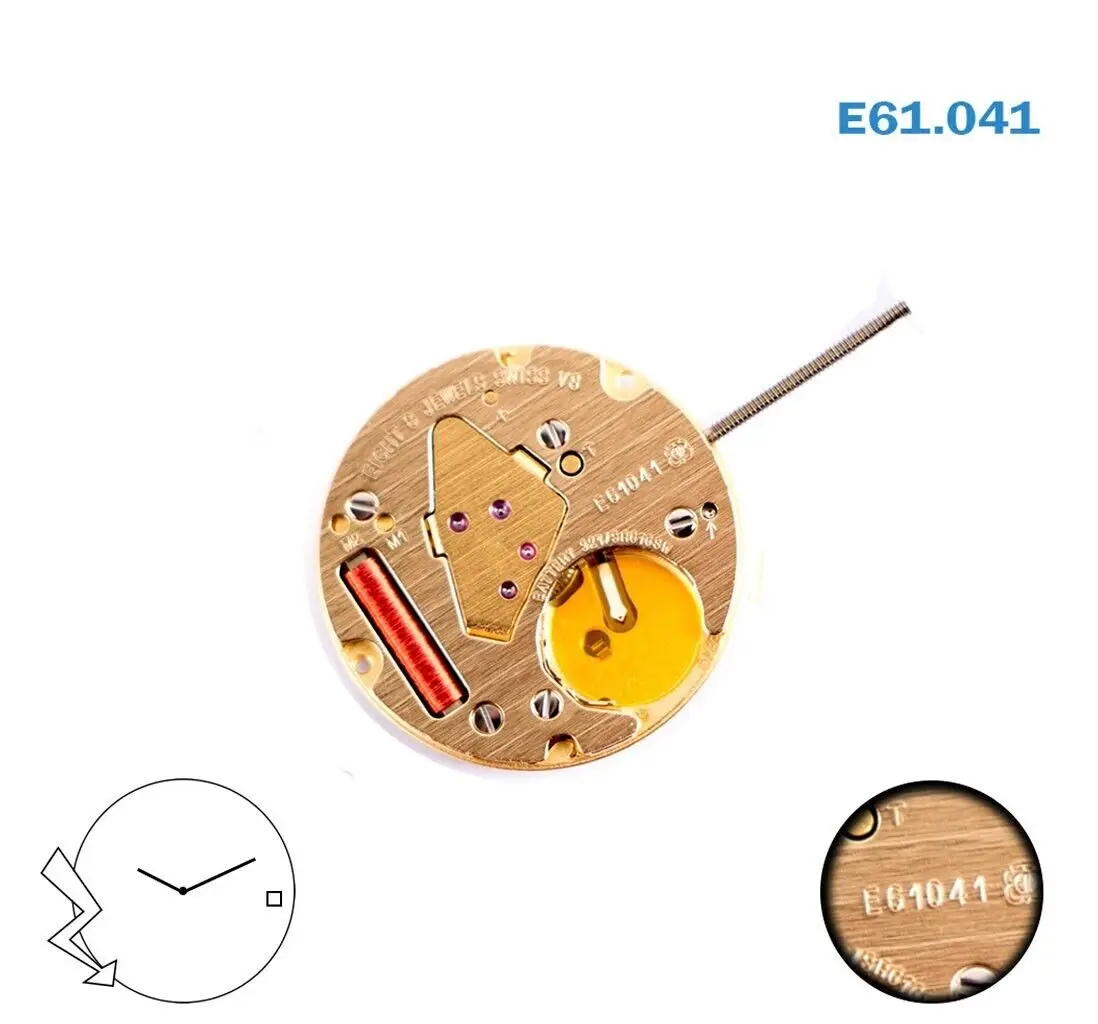 

E61.041 Movement ETA E61.041 Movement Replacement For ETA 256.041 White Date Disk on 3 Brand New Original movement