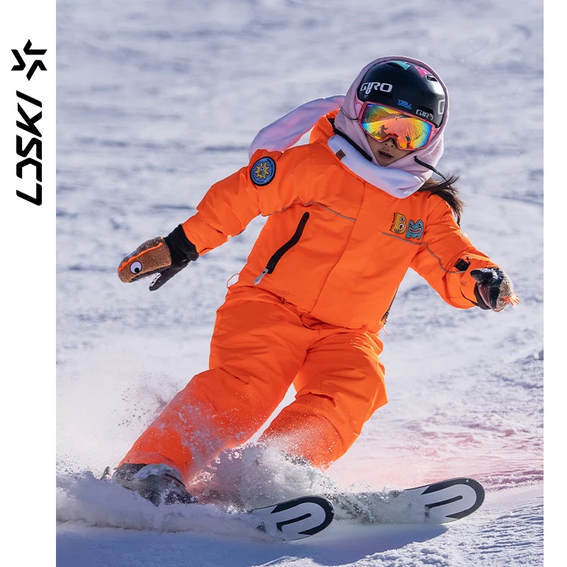 LDSKI Ski One-piece Suits Kids Winter Waterproof Windproof Snowproof Wrist Gaiter Hip Zipper Warm Snowboard Jumpsuit Boys Girls