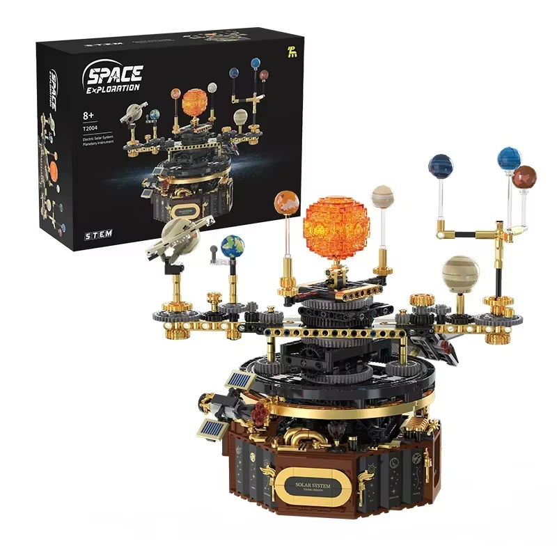 1078 PCS STEM T2004 Electric Rotating Solar System Model, MOC Sun Earth Mars Decor, Space Science Educational Toy