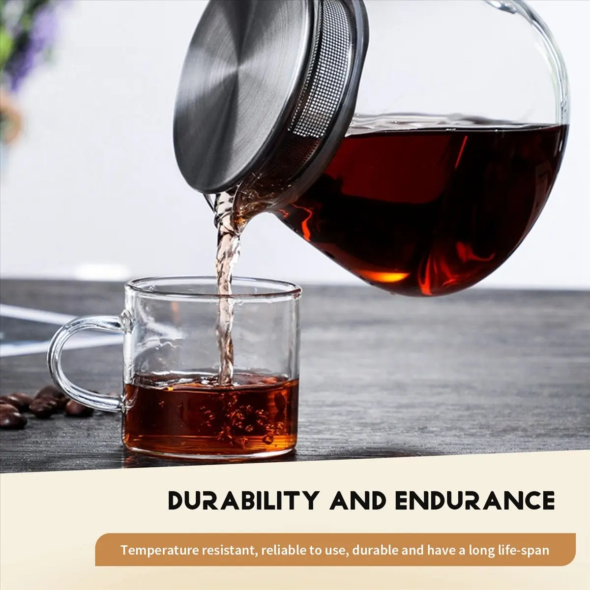 A238K Heat Resistant Coffee Pot Hand Brewing Coffee Pot Steel Cover Transparent Sharing Pot Glass Brewing Pot with Handle SUMMER
