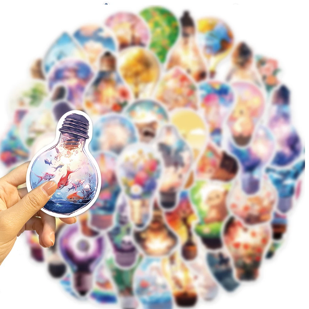 10/30/50 Uds. Bombilla bonita, pegatina de Graffiti decorada estética del mundo, monopatín, portátil, álbum de recortes, pegatina impermeable de dibujos animados