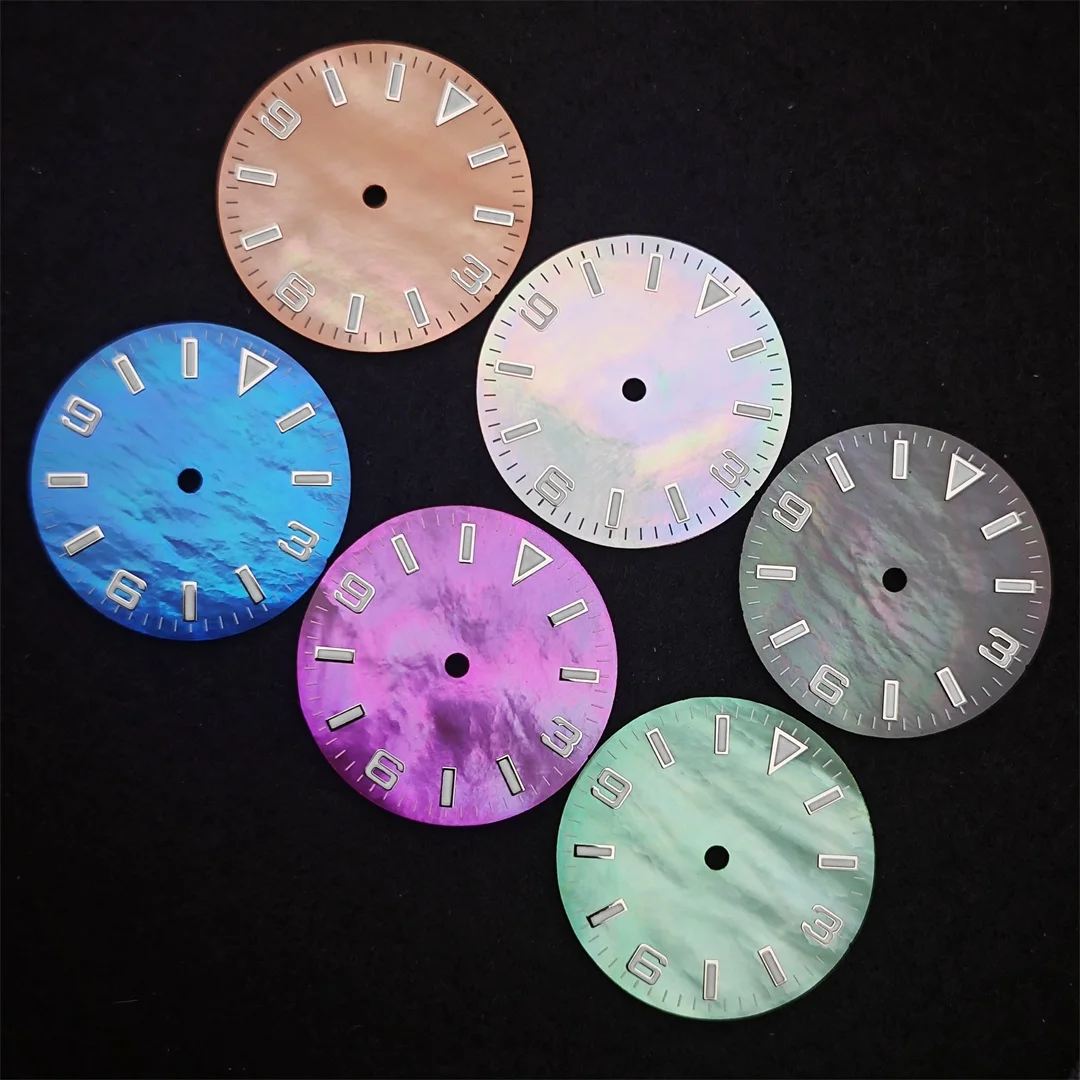 28.5mm Watch Dial NH35 Dial Shiny Sterile Surface Green Luminous Watch Faces Watch Accessory Suitable for NH35 Movement