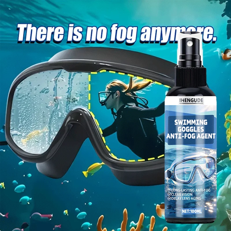 100ml Goggles Anti-Fog Spray - Long Lasting Clarity, Fog Prevention for Swimming, Diving - Safe for Contacts, Athletes