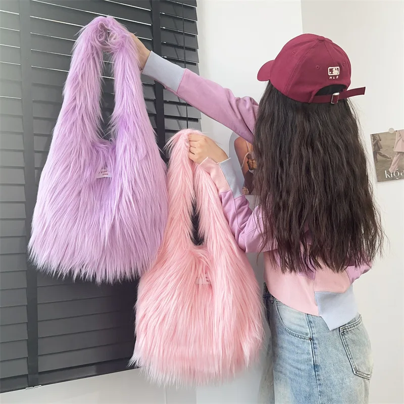 

Women's Bags Fuax Fur Luxury Handbag Plush Tote Bag Luxury Bags For Woman Designers Shoulder Bag Furry Women Crossbody Bag