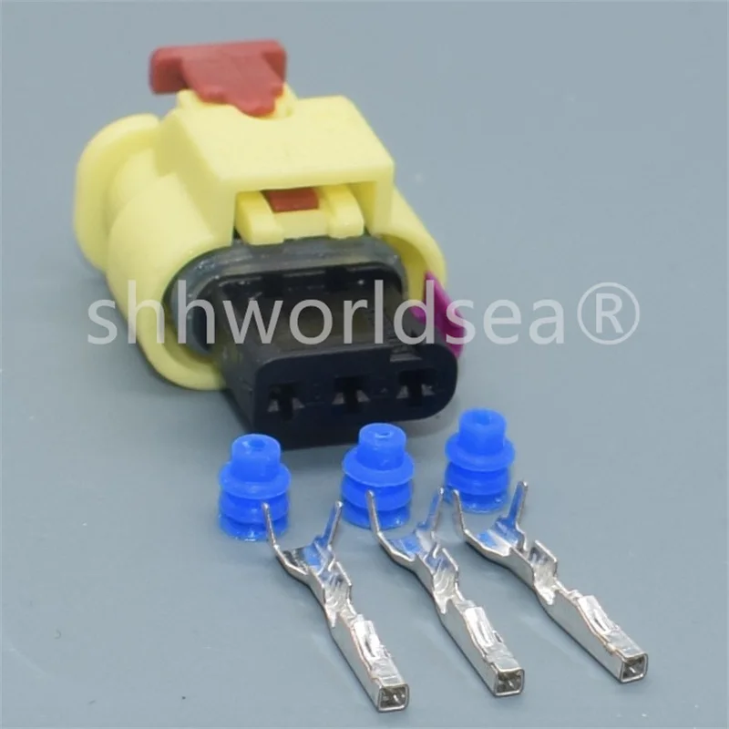 shhworldsea 2/5/10/30/50/100sets 3 pin car Astern radar connector 4H0973373 4H0 973 373 auto waterproof plug