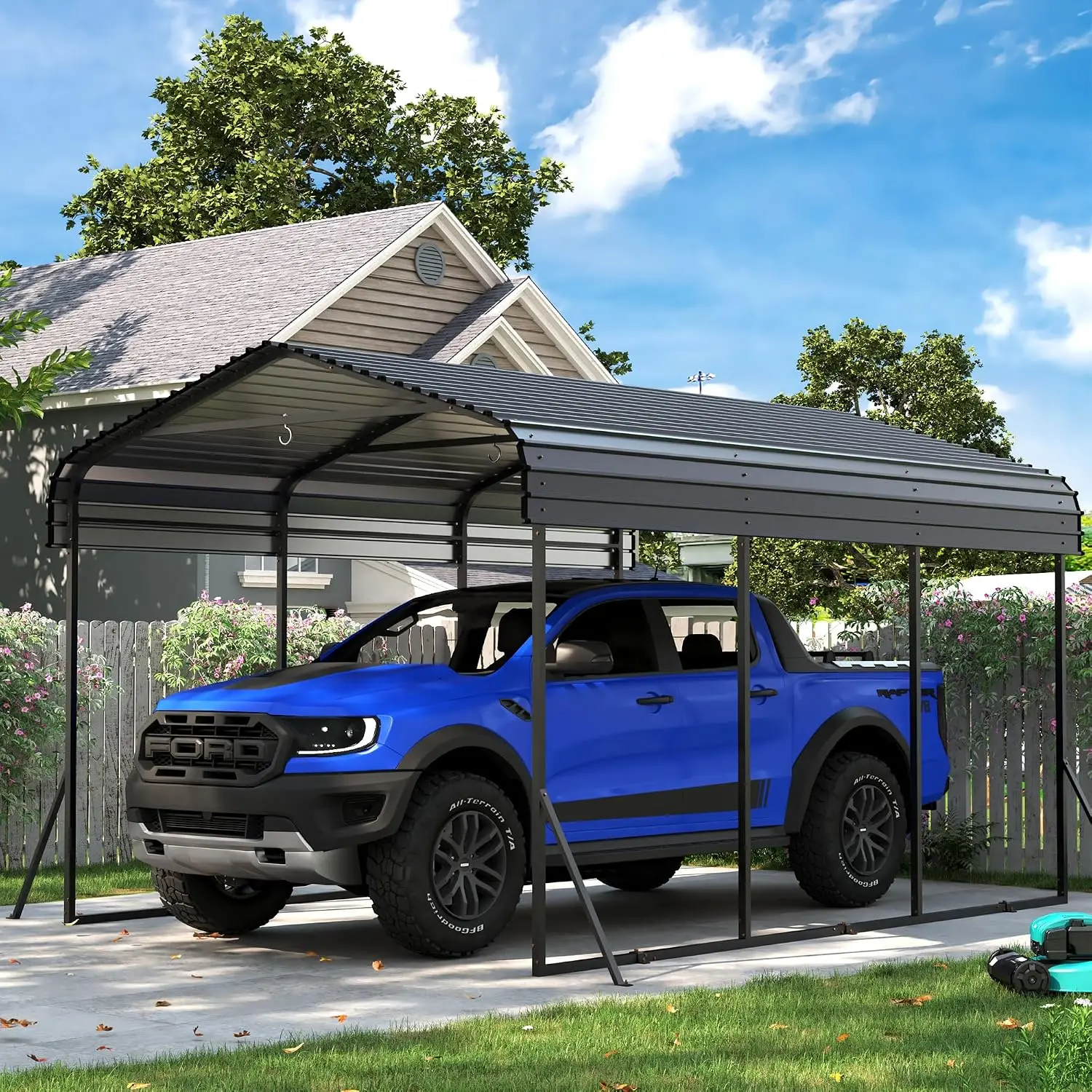 10' x 15' Heavy Duty Metal Carport Kit, Outdoor Carport Canopy with Galvanized Steel Roof & Reinforced Frame,, Customized