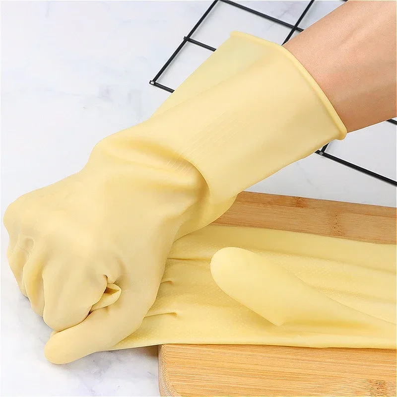 1 Pair Latex Dishwashing Gloves Thick Dishwashing Gloves Work Gloves Home Durable Cleaning Housework Chores Dishwashing Tools