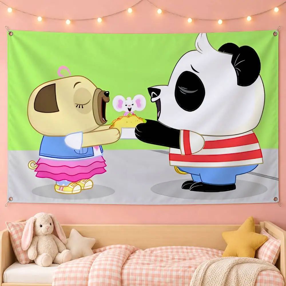 Cute Cartoon Chip and Potato Flag Banner Tapestry For Party Outdoor Garden Yard Home Decor