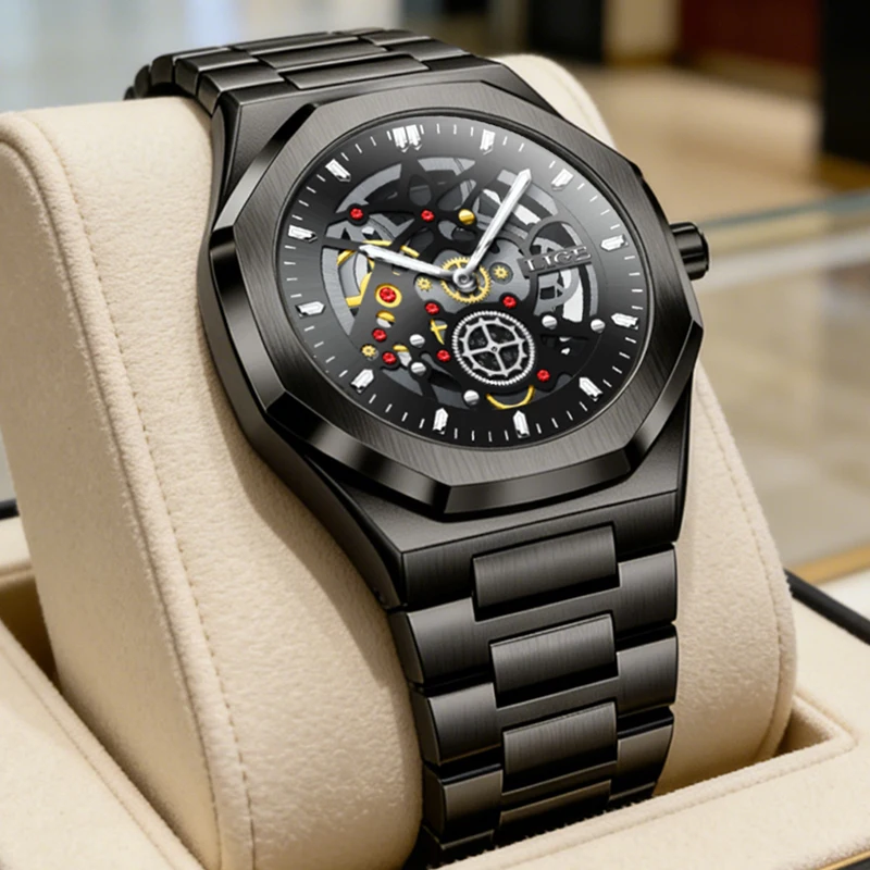 

Мужские наручные часы LIGE класса люкс, модные, с арабскими цифрами, кварцевые, водонепроницаемые до 30 м, светящиеся, стальные, деловые, подарок, Reloj 2026