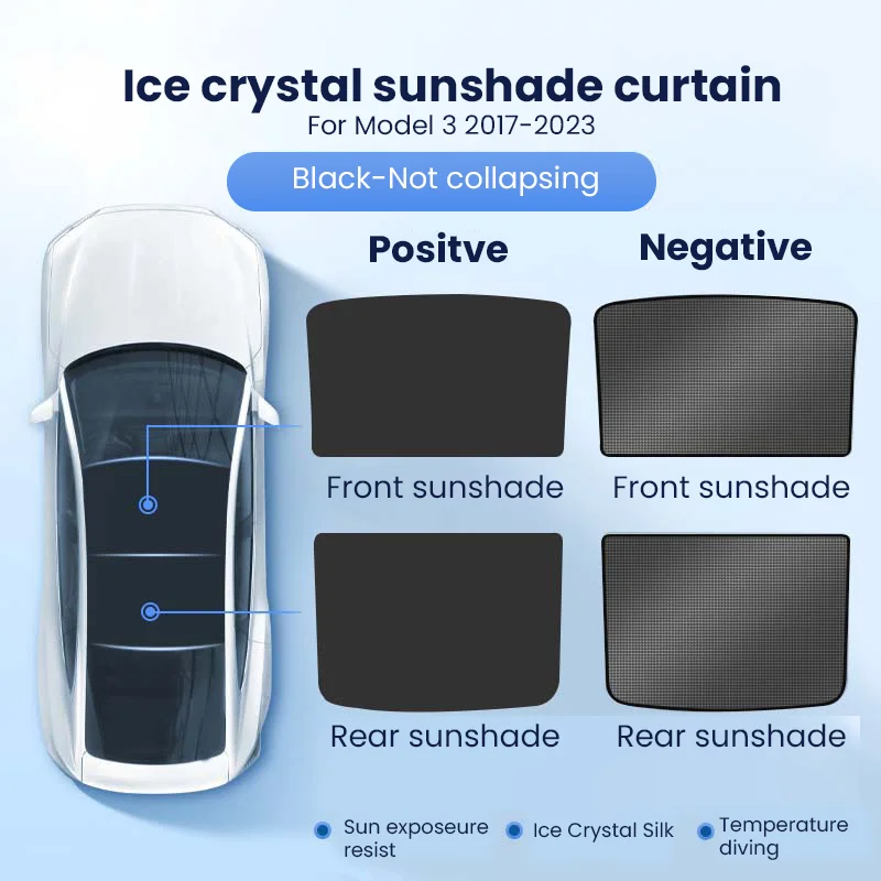 2023 Modely Sunshade Ice Cloth Buckle Sun Shades Glass roof Cooling Cover For Tesla Model 3Y 2017-23 Skylight Modification