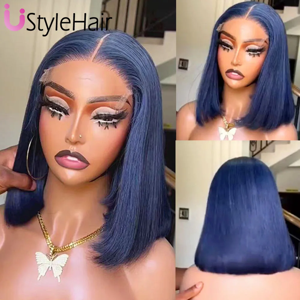 UStyleHair-شعر مستعار قصير مستقيم من البلاتين أشقر بوب ، دانتيل أمامي ، مقاوم للحرارة ، شعر اصطناعي ، الاستخدام اليومي