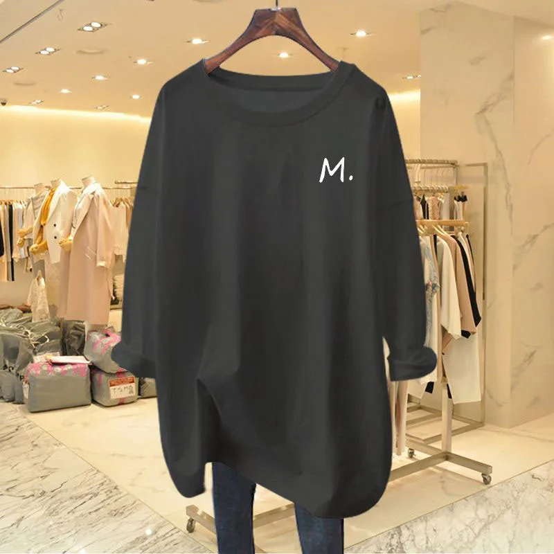 Women Clothing Fashion Long Sleeve T-shirt Spring Autumn Letter Printing Top Tee Lady Simple Style Soft Comfort Cotton Pullover