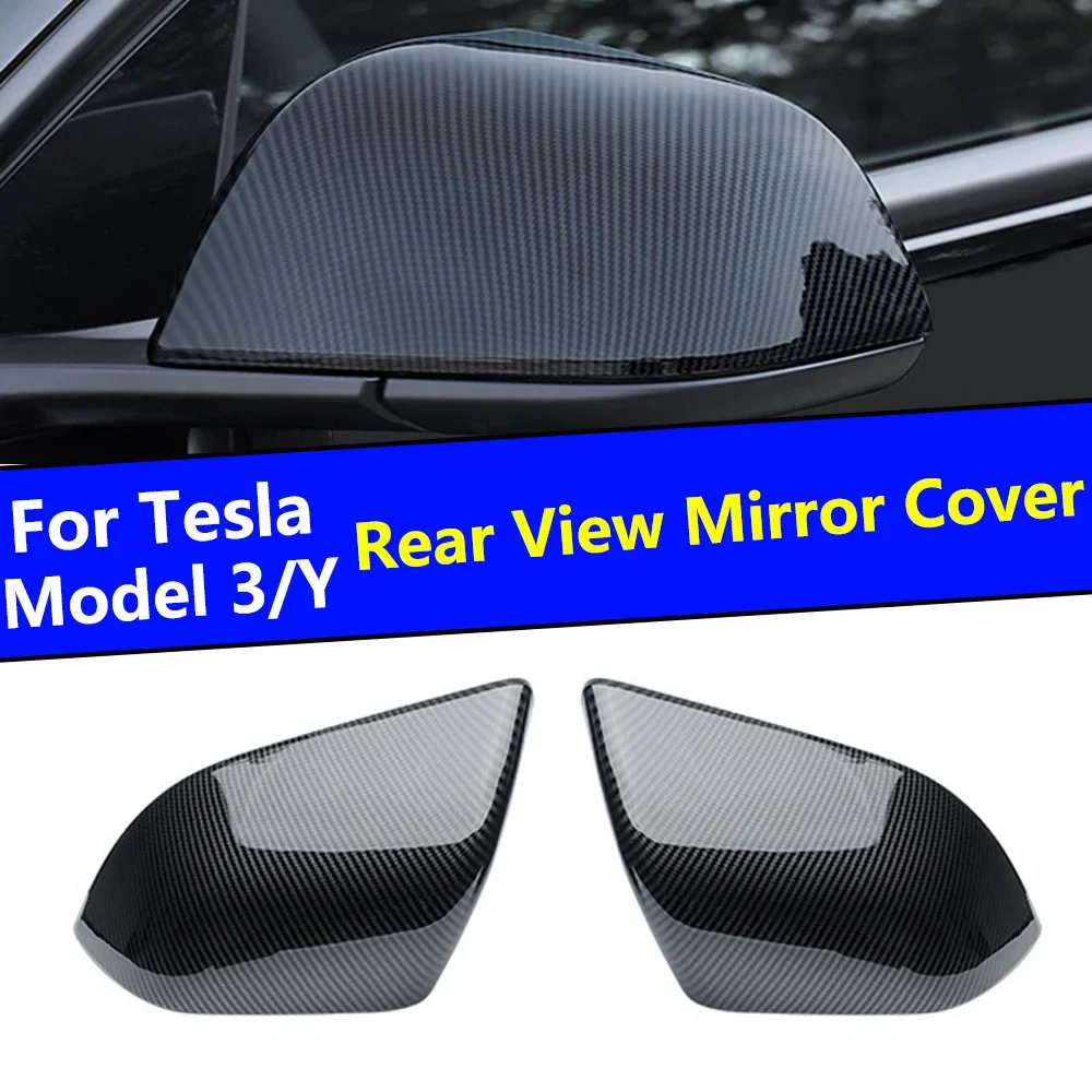 

2 шт., чехлы на боковые зеркала автомобиля из АБС-пластика для Tesla Model 3/Y 2021-2023, автомобильный внешний аксессуар, защита зеркала заднего вида, стиль наклеен