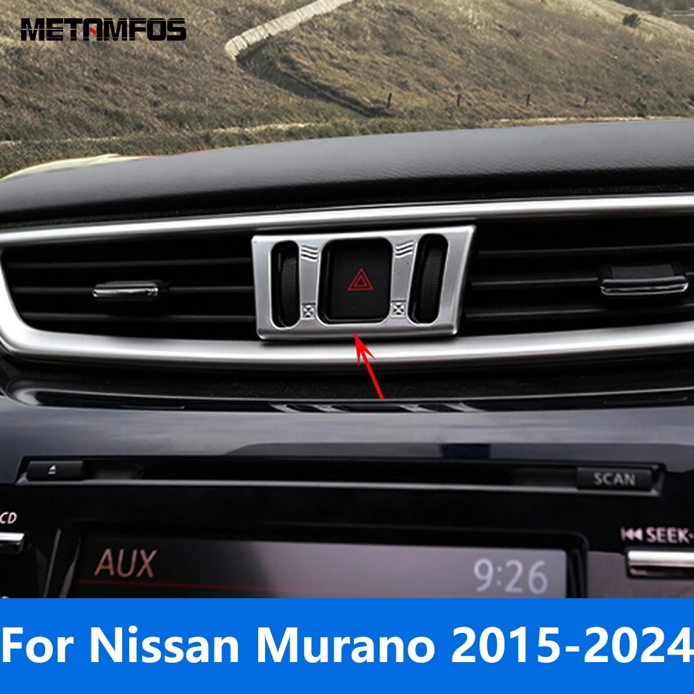 For Nissan Murano 2015-2022 2023 2024 Matte Center Console Emergency Warning Light Lamp Switch Cover Trim Interior Accessories