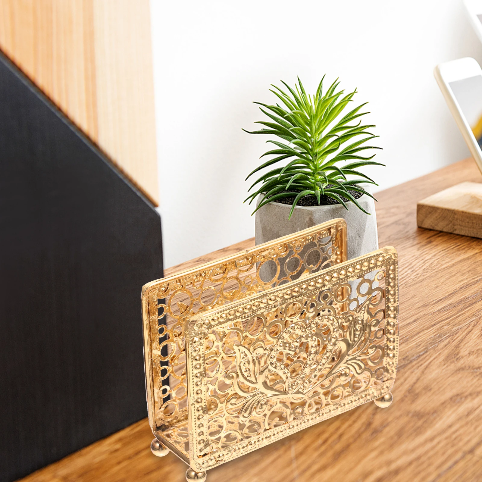 

Elegant Iron Napkin Stand Space Saving Desktop Napkin Decor Rack for Restaurant Hotel Office Use 115cm Tissue Holder