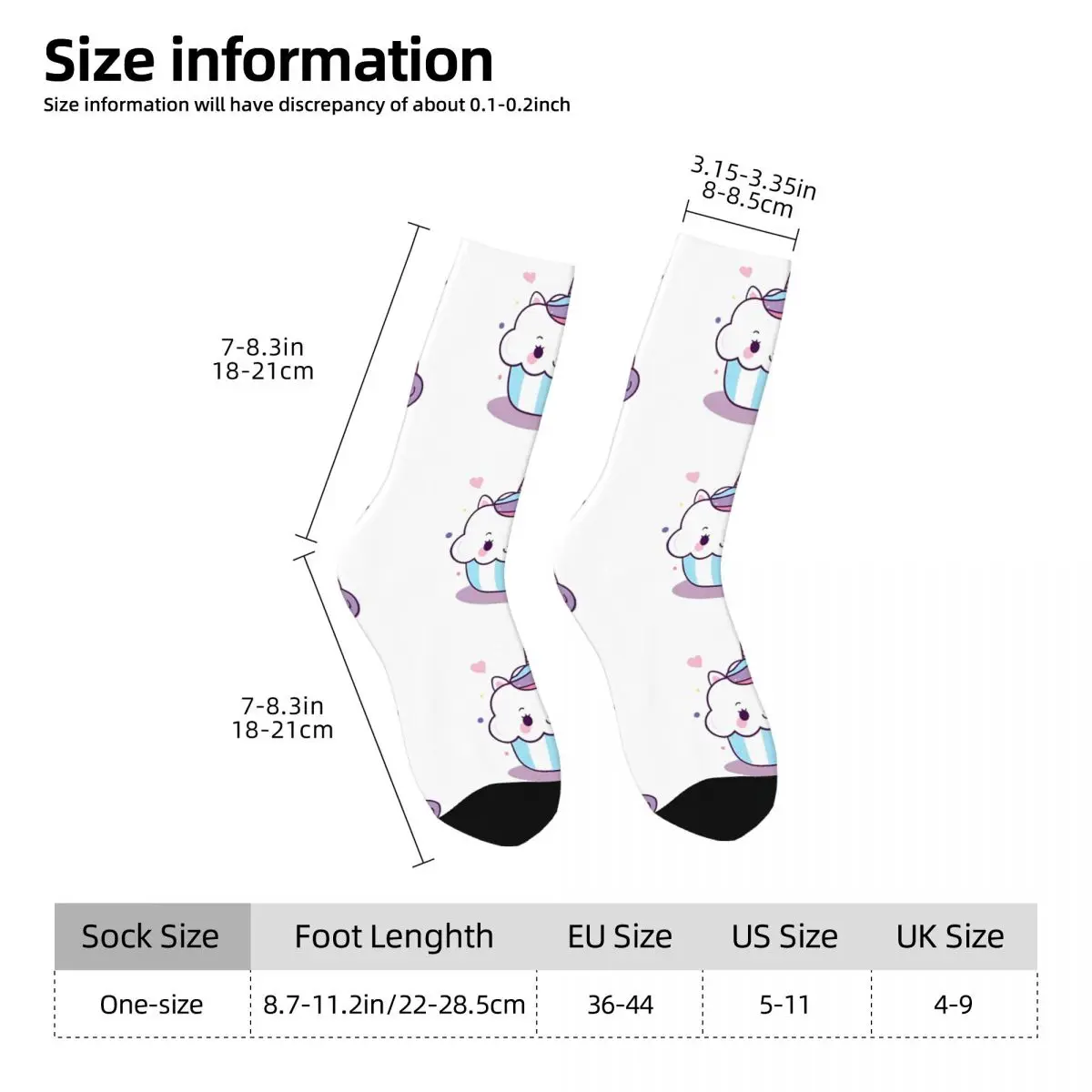 Cupcake Einhorn Socken Herbst Strümpfe lustige Männer hochwertige Socken Grafik Outdoor Anti-Rutsch-Socken