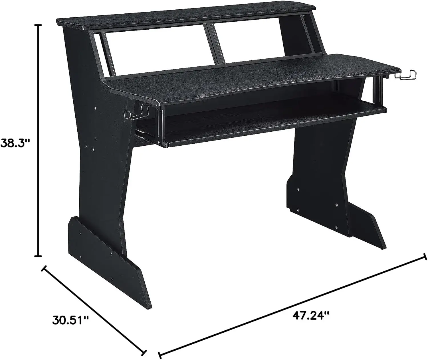 BE200 Series Music Studio Desk Workstation with 2 x 4U Rack (Black)